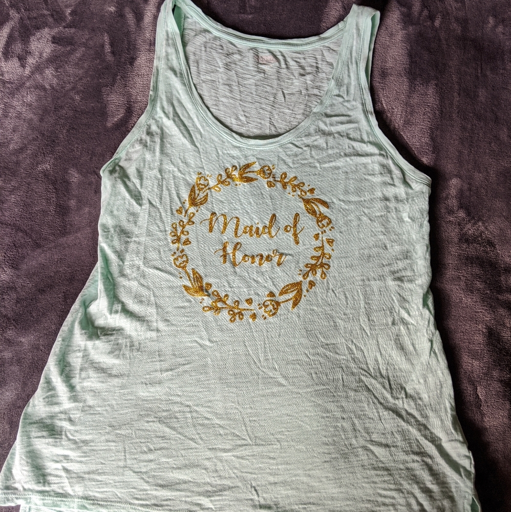 Mint and Gold Maid of Honor Tank